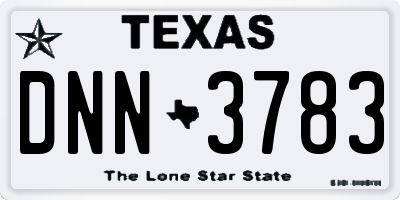 TX license plate DNN3783