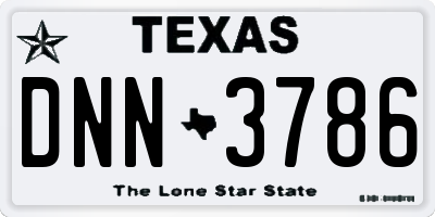 TX license plate DNN3786