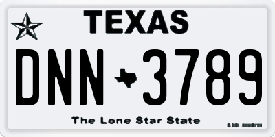 TX license plate DNN3789