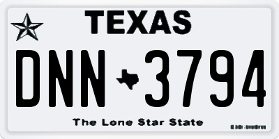 TX license plate DNN3794
