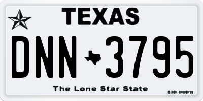 TX license plate DNN3795