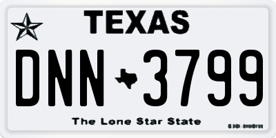 TX license plate DNN3799