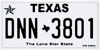 TX license plate DNN3801
