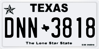 TX license plate DNN3818