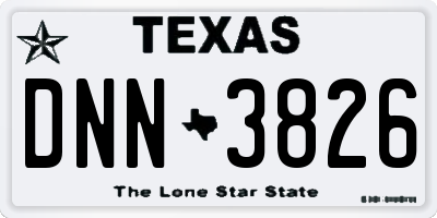 TX license plate DNN3826