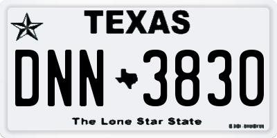 TX license plate DNN3830