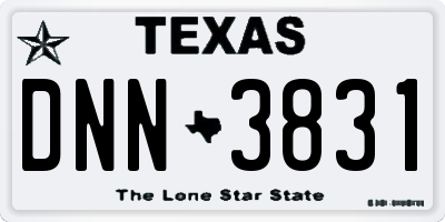 TX license plate DNN3831