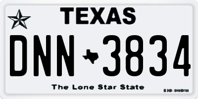 TX license plate DNN3834