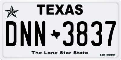 TX license plate DNN3837