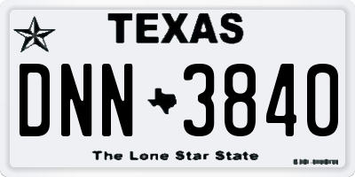 TX license plate DNN3840
