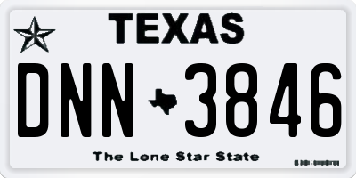 TX license plate DNN3846