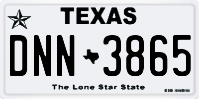 TX license plate DNN3865