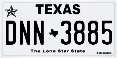TX license plate DNN3885