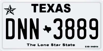 TX license plate DNN3889