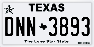 TX license plate DNN3893