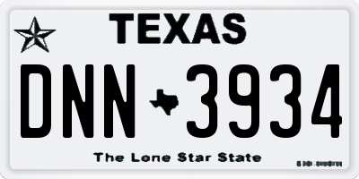 TX license plate DNN3934
