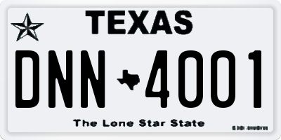 TX license plate DNN4001