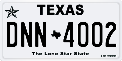 TX license plate DNN4002