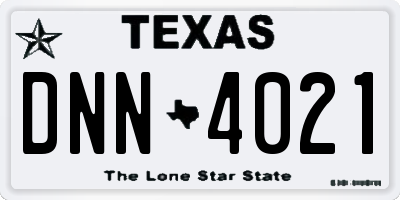 TX license plate DNN4021