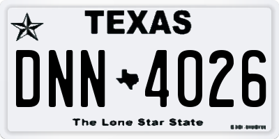 TX license plate DNN4026