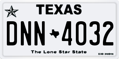 TX license plate DNN4032