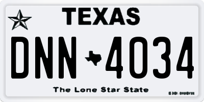 TX license plate DNN4034