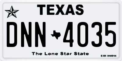 TX license plate DNN4035