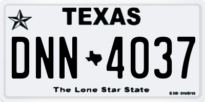 TX license plate DNN4037