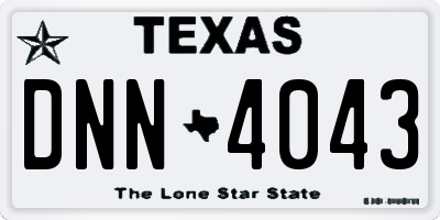 TX license plate DNN4043