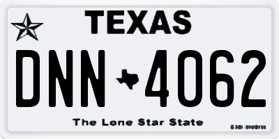 TX license plate DNN4062