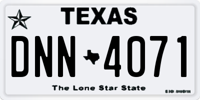 TX license plate DNN4071