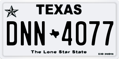 TX license plate DNN4077