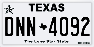 TX license plate DNN4092