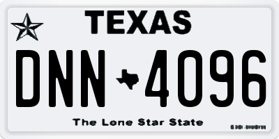 TX license plate DNN4096
