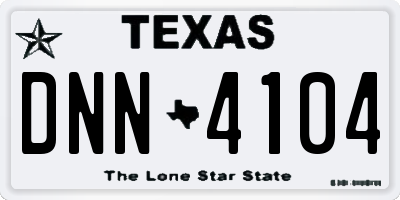 TX license plate DNN4104