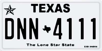 TX license plate DNN4111
