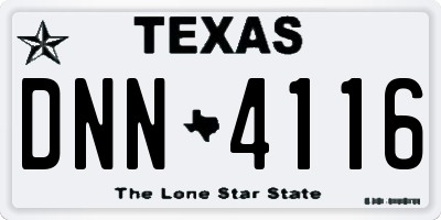 TX license plate DNN4116