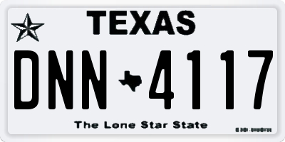 TX license plate DNN4117