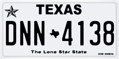 TX license plate DNN4138