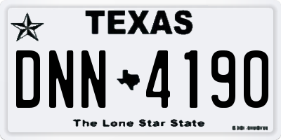 TX license plate DNN4190
