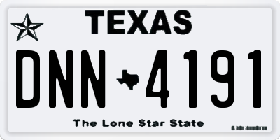 TX license plate DNN4191