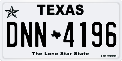 TX license plate DNN4196