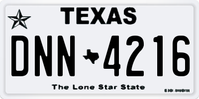TX license plate DNN4216