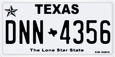TX license plate DNN4356