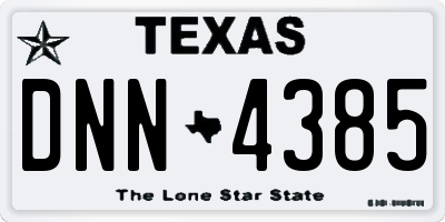 TX license plate DNN4385