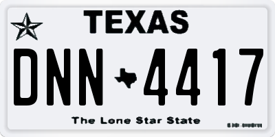 TX license plate DNN4417