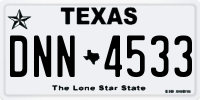 TX license plate DNN4533