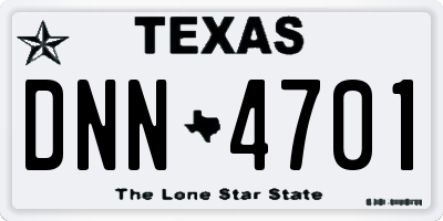 TX license plate DNN4701