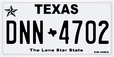 TX license plate DNN4702