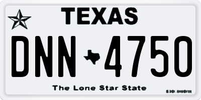 TX license plate DNN4750